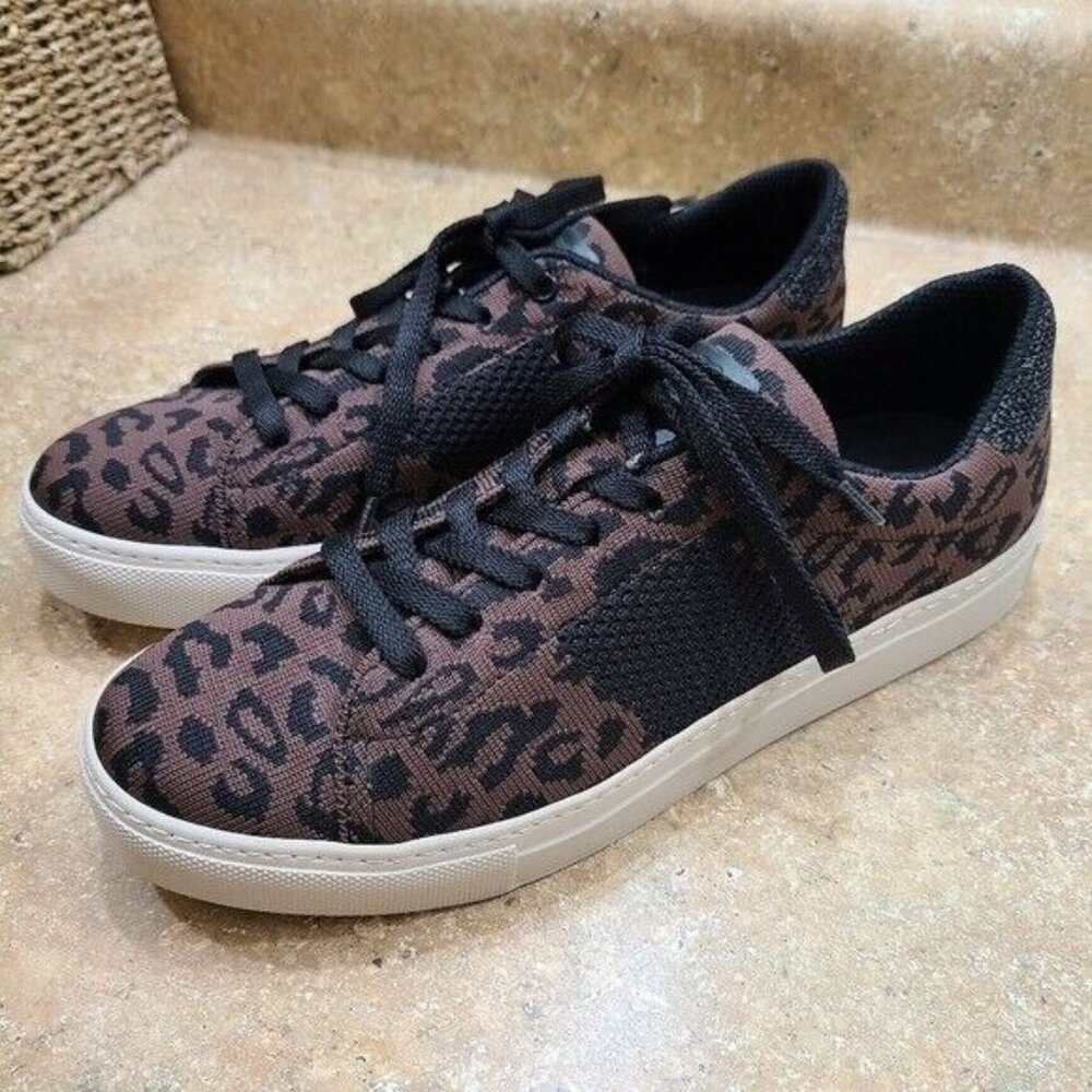GREATS Brooklyn Royale Knit Brown Leopard Sneakers Size 8.5